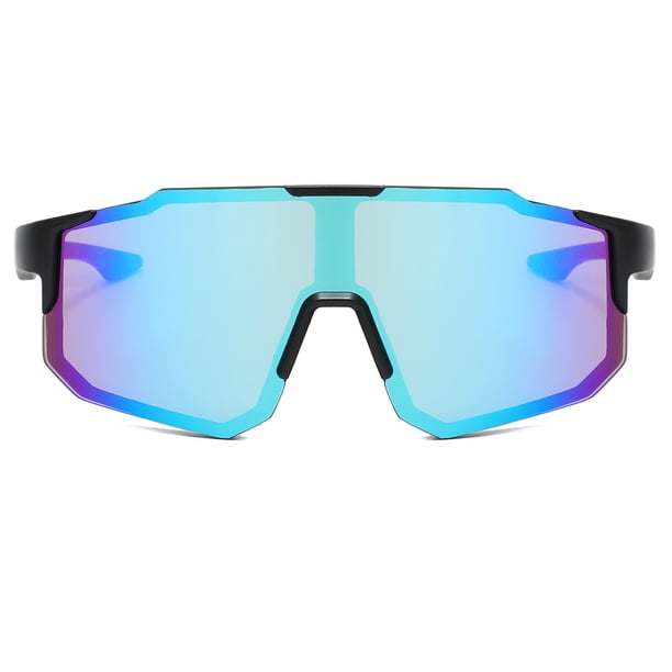 POLASUP GAFAS LENTES DE SOL Gafas de sol deportivas con lentes espejados azules y montura negra con detalles azules. Diseño aerodinámico, protección UV 400. Perfectas para ciclismo