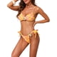 thumbnail image 4 of INSPIRE CHIC Bikini de Mujer con Escamas de Pescado y Concha, 2 Piezas, Tirantes Ajustables, Triángulo, Traje de Baño Pequeño Flor Amarillo-Rosa, 4 of 5