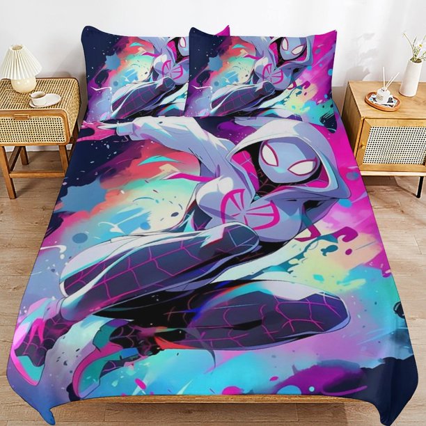 Into The Spider-Verse Bedding Sets Ultra Soft Skin-Friendly Duvet Cover 3 Piece, Cute Comforter Cover Bed Set for Boys Girls Kids