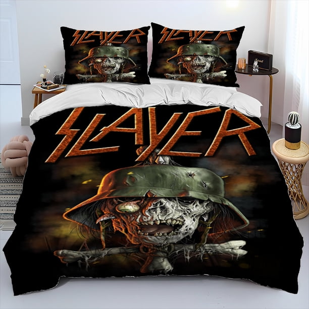 Slayer Heavy Metal Band Music Comforter Bedding Set,Duvet Cover Bed Set Quilt Cover Pillowcase,King Queen Size Bedding Set Gift Bed Sheets