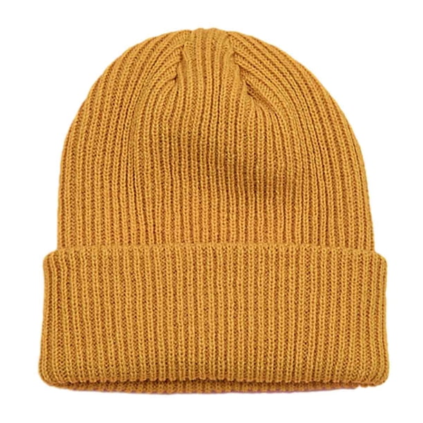 Gorro clásico de invierno cálido para hombre, gorro de punto acrílico con puños, gorro de uso diario
