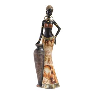 Bothyi - Figura De Mujer Africana Marrón Para Sala De Estar, Estantería, Decoración, Estilo D