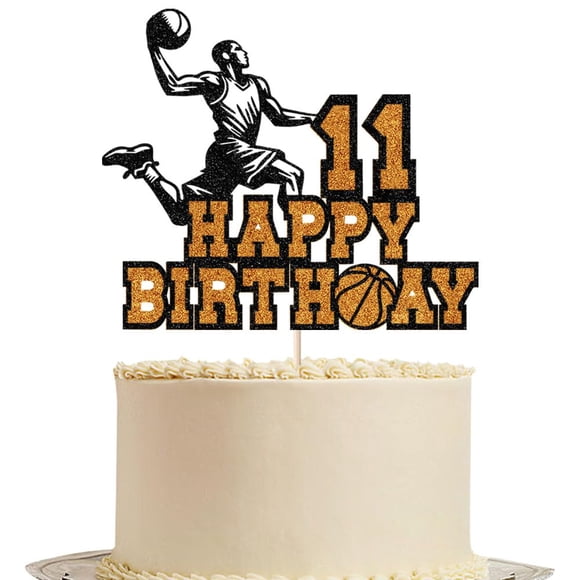 Fiesta de feliz cumpleaños T11 con temática de baloncesto Cake Topper