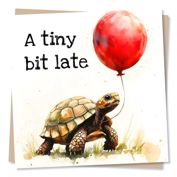 Tarjeta de cumpleaños Nokular 135 x 135 mm Tortuga con globo