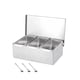 thumbnail image 3 of Organizador De Caja De Condimentos Con Tapa, Botes De Especias De Acero Inoxidable Para Cocina Casera, Tres Rejillas, 3 of 5