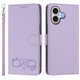 thumbnail image 2 of Funda de Cuero Tipo Billetera para Apple iPhone 17 de 6.3", con Tarjetero, Pulsera, Soporte a Prueba de Golpes con Relieve de Patrón Feliz, Funda para Teléfono, Lila Claro, For iPhone 17, 2 of 8