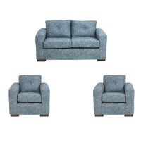 Muebles América - Living Franco 211 Cuero Auris Azul Claro