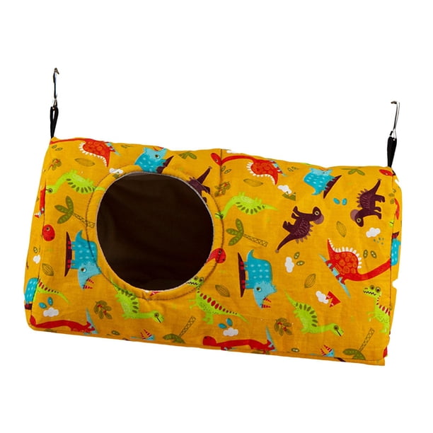 Jaula de loros Hamaca colgante Cama Invierno cálido con hebilla Casa de hámster Nido de casa de pájaros para guacamayos Cacatúas Periquitos , Amarillo 31x15x15cm