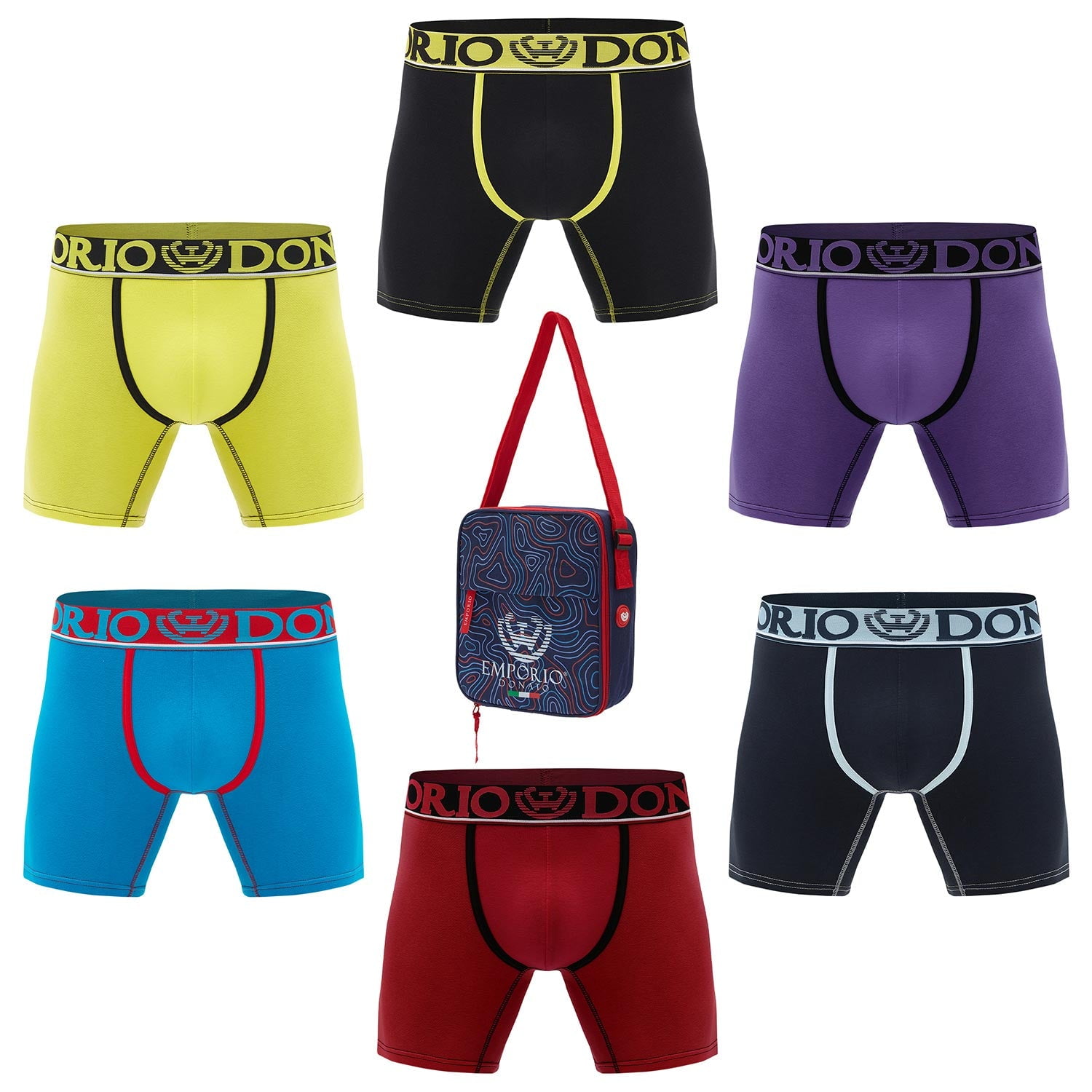 Giovacchino - Pack De 6 Boxer Medio Algodón Hombre Con Bolso Regalo