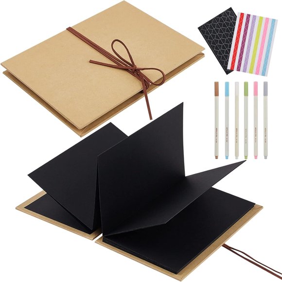 Small Accordion Scrapbook Album, 6x8 Inch with Marker Pens
