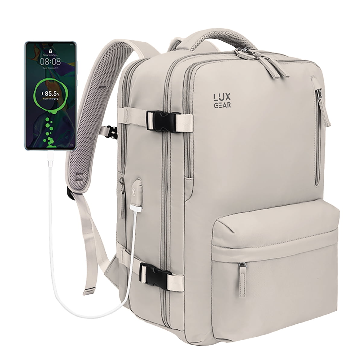 Mochila De Viaje Expansible Luxgear Nomadlifev2 Impermeable - Beige