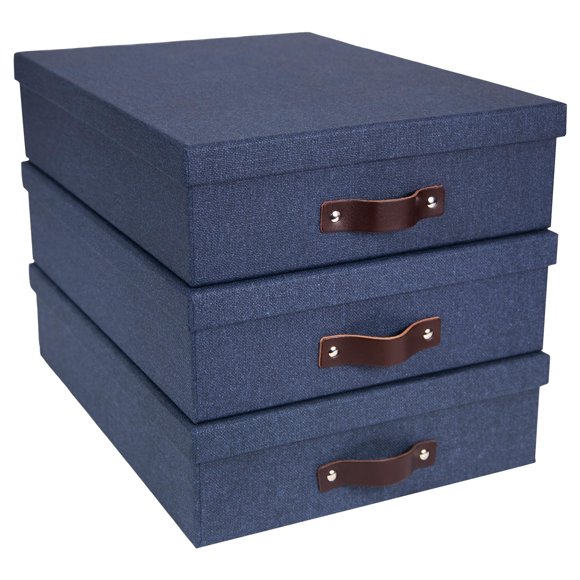 Caja de almacenamiento Bigso Box 8 cm × 26 cm × 35 cm, juego de 3, azul