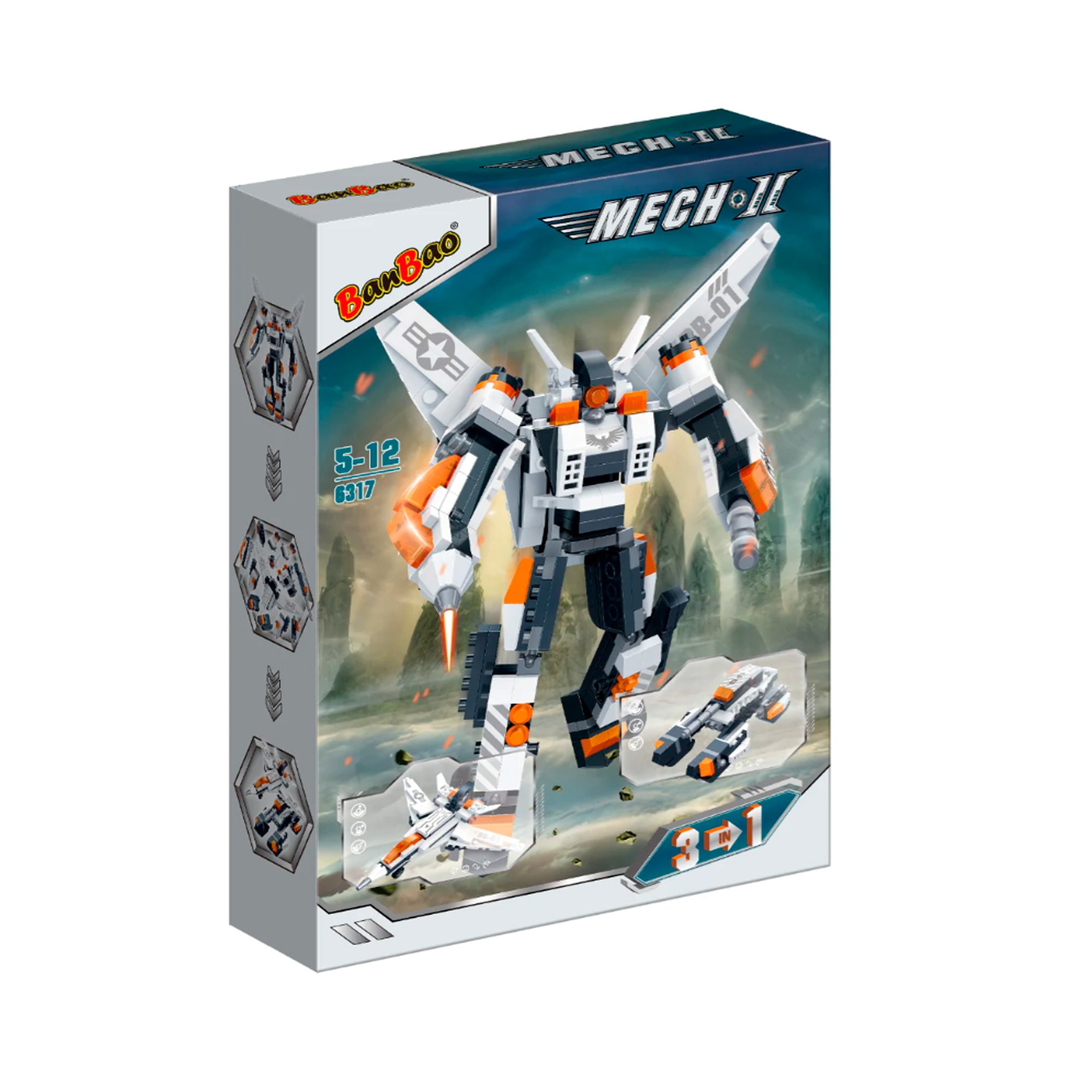 Set De Bloques Robot Mech Ii Naranjo 3 En 1 215 Piezas Banbao