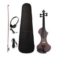 Magideal - Estuche De Violín Eléctrico 4/4, Instrumentos De Cuerda De Tamaño Completo Con Juego De Violín Eléctrico Acústico, Práctica De Rendimiento, Amante Del Marrón