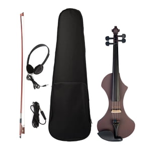Magideal - Estuche De Violín Eléctrico 4/4, Instrumentos De Cuerda De Tamaño Completo Con Juego De Violín Eléctrico Acústico, Práctica De Rendimiento, Amante Del Marrón