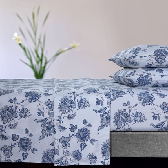 Juego de sábanas Tribeca Living de franela ultrasuave Twin XL Ayana Blue