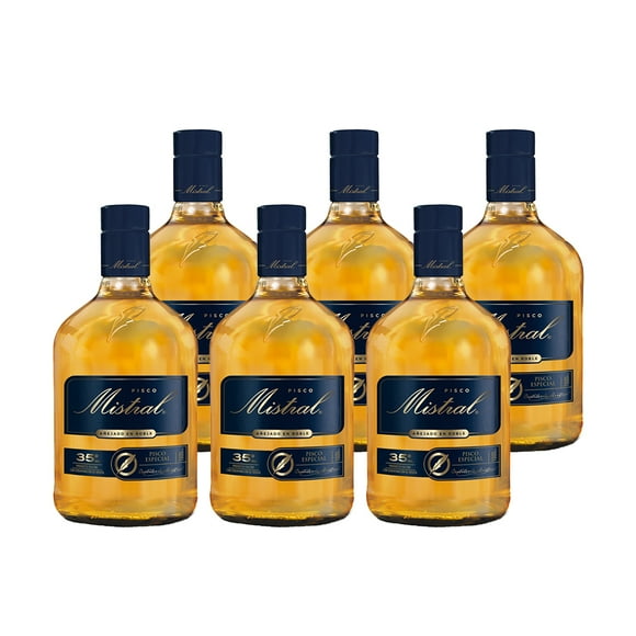 Pack x6 Pisco Mistral  35° 1LT