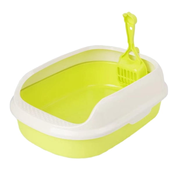 Caja de arena para animales pequeños, portátil, a prueba de salpicaduras, colcha semicerrada, inodoro para gatos, fácil de limpiar, bandeja de arena p Verde