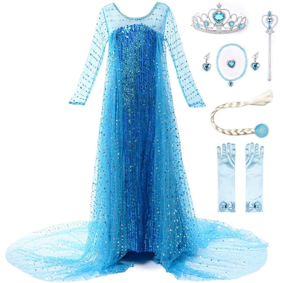 Disfraz de Princesa para Niñas JerrisApparel Azul con Accesorios Talla 3T