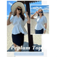 thumbnail image 4 of Blusas peplum para mujer de Joefnel, camisas babydoll, blusas de verano, tops con volantes para mujer, top peplum, 4 of 6