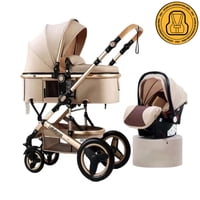 Coche Travel System Con Accesorios Dorado Lubabycas