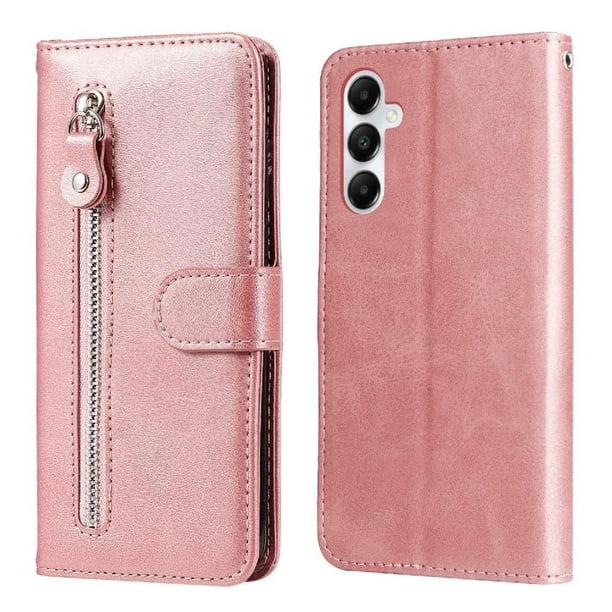 Funda con Cremallera para Samsung Galaxy A05s, Carcasa Cartera de Cuero PU con Soporte y Tarjetero