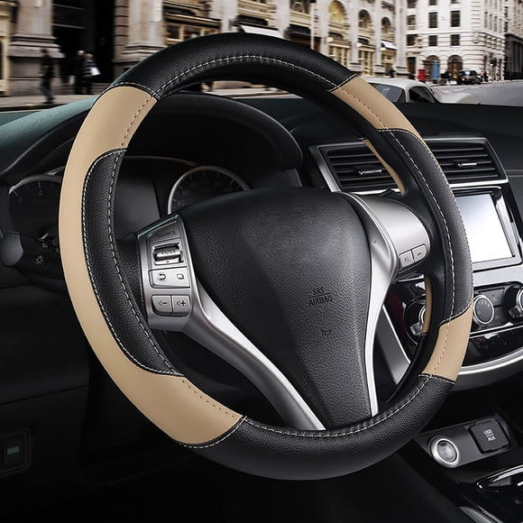 Funda de volante de coche szttswamp de piel beige