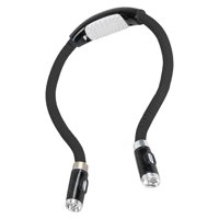 Magideal - Luz De Lectura Para El Cuello, 4 Niveles De Brillo, 4 Led, Alimentado Por Batería, 2 Lámparas De Manos Flexibles Para Acampar, Reparar, Tejer, Leer , Negro