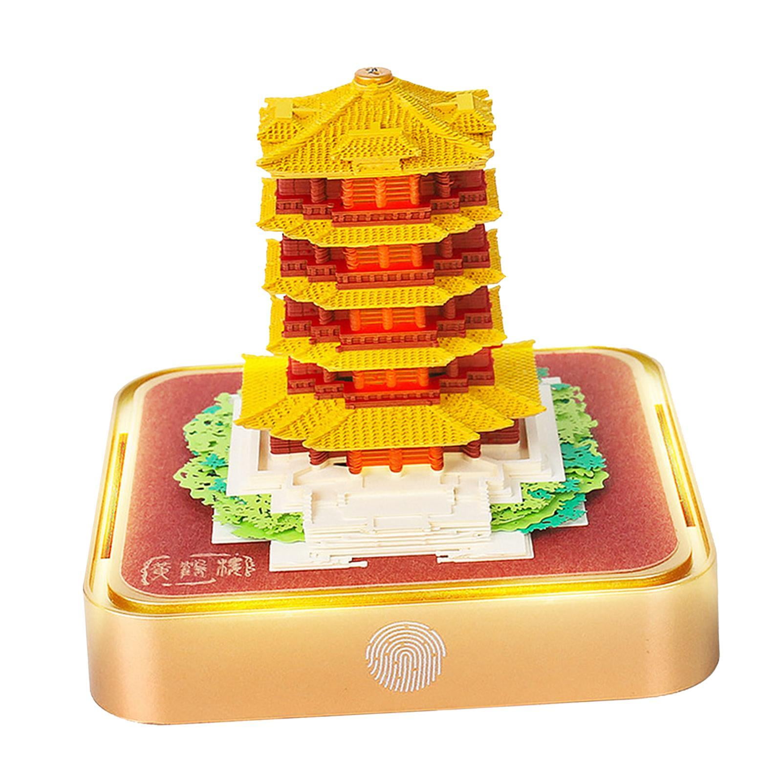 Magideal - Bloc De Notas Con Calendario 3d 2025 Calendario Creativo Con Calendario 3d Notas Para Postear Calendarios Artísticos Para Tallado De Papel Para El Día Torre De La Grulla Amarilla