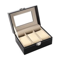 Magideal - Caja De Almacenamiento Para Relojes, Caja De Madera Para Relojes, Estuche De Exposición De Joyería De Lujo Portátil Para Tocador De Mesa, Relojes Para 15X11X8Cm 3 Ranuras