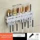 thumbnail image 1 of 1pc Knife Rack, Wall-mounted Knife Holder With Chopsticks Barrel, Multifunctional Carbon Steel Storage Rack, Kitchen Punch-free Rack With Hooks, Kitchen Storage Organization, Kitchen Accessories, 1 of 3