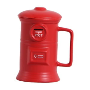 Bothyi - Taza De Cerámica Con Tapa De 500 Ml, Taza De Café Expreso Con Leche Para Regalo Familiar De Invierno, Color Rojo