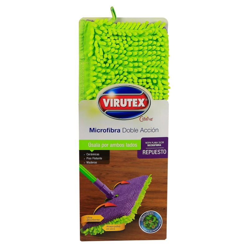 Mopa Plana Repuesto Microfibra Doble Acción 35cm Virutex