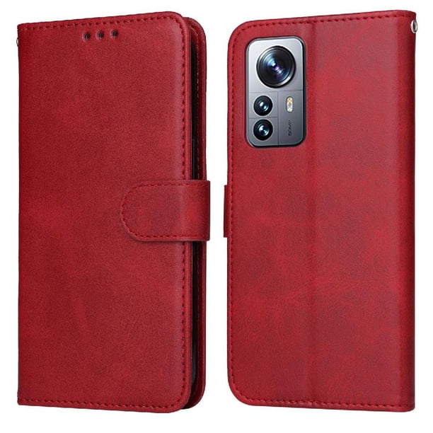 Funda Billetera para Xiaomi 12 Pro con Porta Tarjetas y Soporte Ajustable Rojo