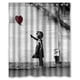 thumbnail image 1 of Cortina de ducha con diseño de niña globo de Banksy, juego de cortinas de baño con ganchos, tamaño 60 x 72 pulgadas, 1 of 3