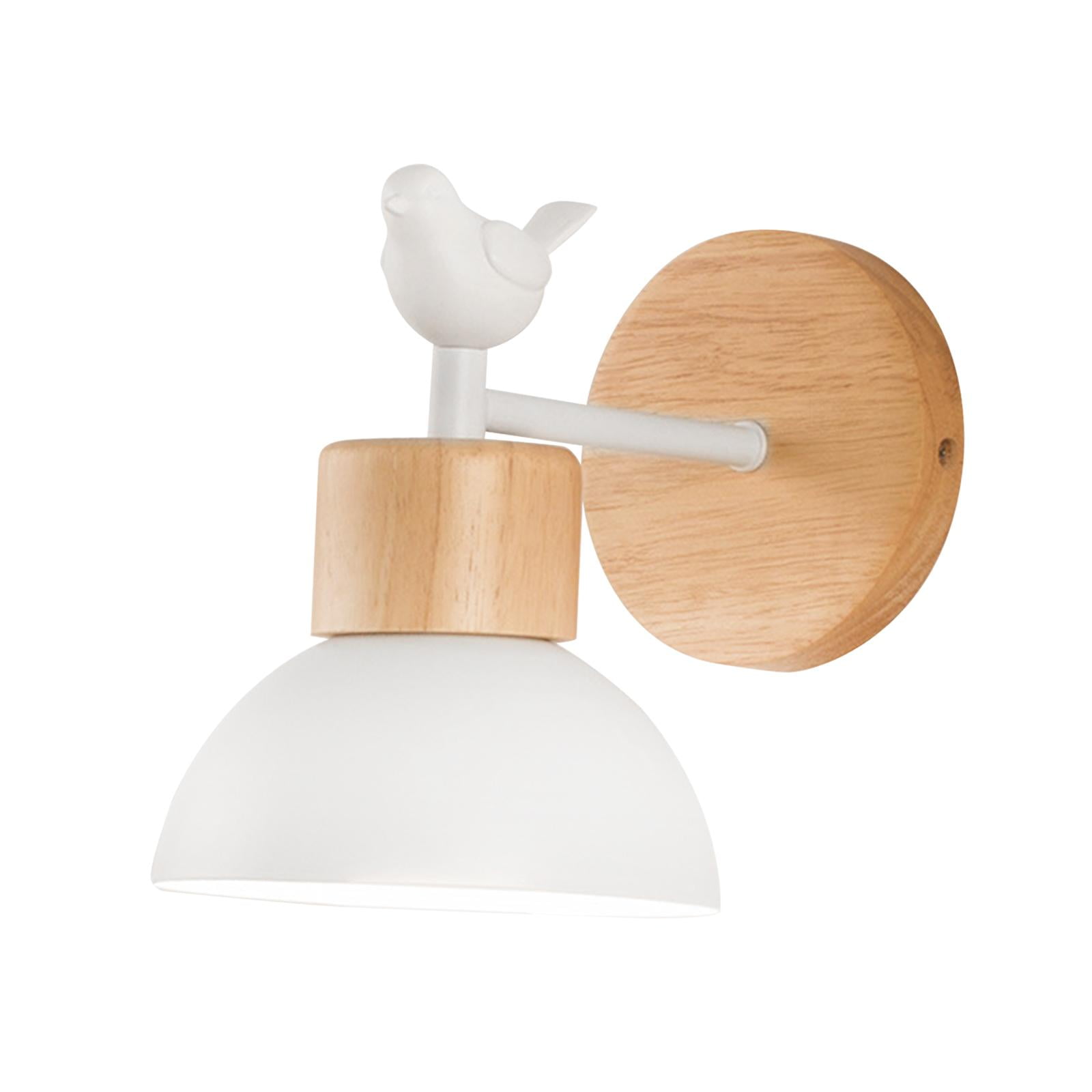 Magideal - Lámpara De Pared Nórdica, Apliques De Madera De Metal, Iluminación De Pared Moderna, Bombillas Minimalistas No Incluidas Para Loft, Sala De Estar Y Of Blanco Con Pájaro