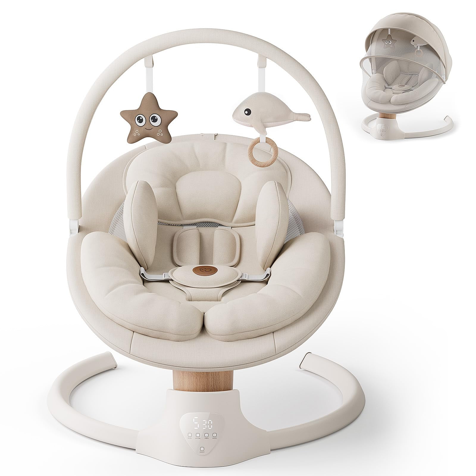Baby Swing Fasonbaby Electric Con 10 Melodías Y 5 Velocidades, Color Beige
