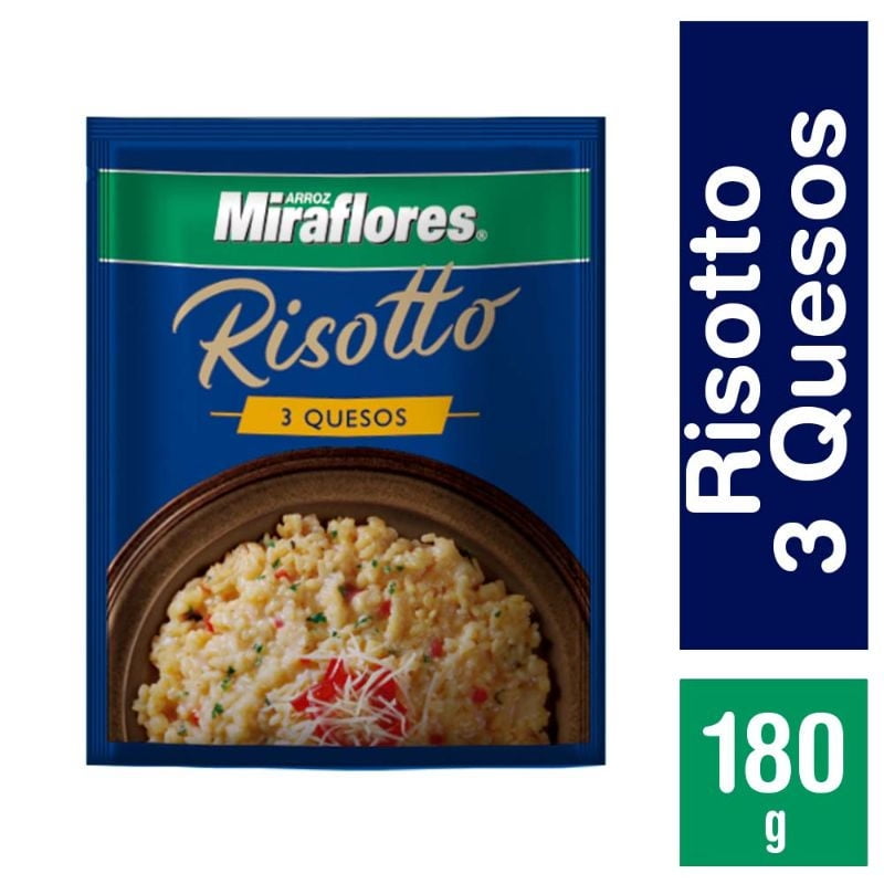 Arroz Grano Corto Risotto 3 Quesos Bolsa 180 g Miraflores