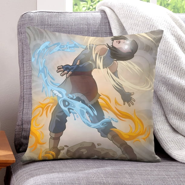 La Leyenda de Korra Fundas de almohada de terciopelo con tema, regalos de funda de almohada, decoración para el hogar, cojín de lanzar, regalo de cumpleaños para fans y parejas. 45cm x 45cm.