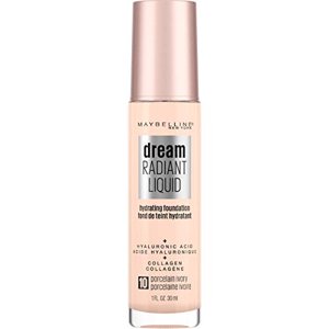 Maybelline New York - Base Líquida Hidratante Cobertura Media Dream Radiant Maybelline, Ligera/Color Marfil Porcelana, 28Ml