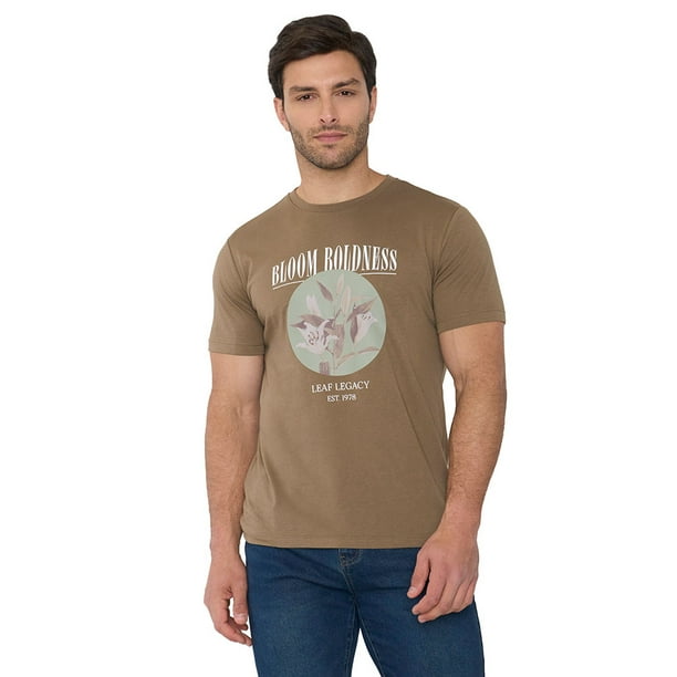 Polera Hombre Focal Print Floral Cafe Corona