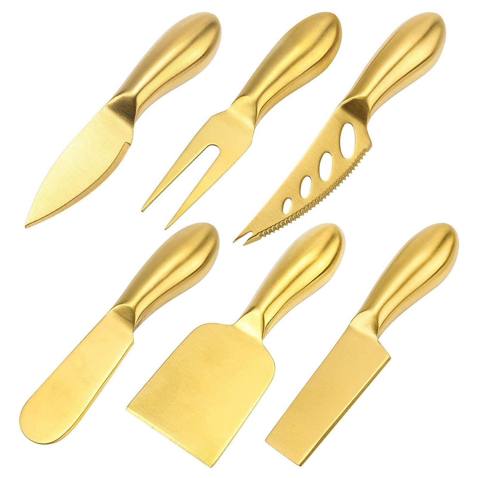 Magideal - Juego De Herramientas Para Queso De Cocina, Rebanador De Queso, Cubiertos Para Queso, Espátula Para Pastel, Herramientas De Cocina, Juego De Queso, Pa 6 Uds Dorado