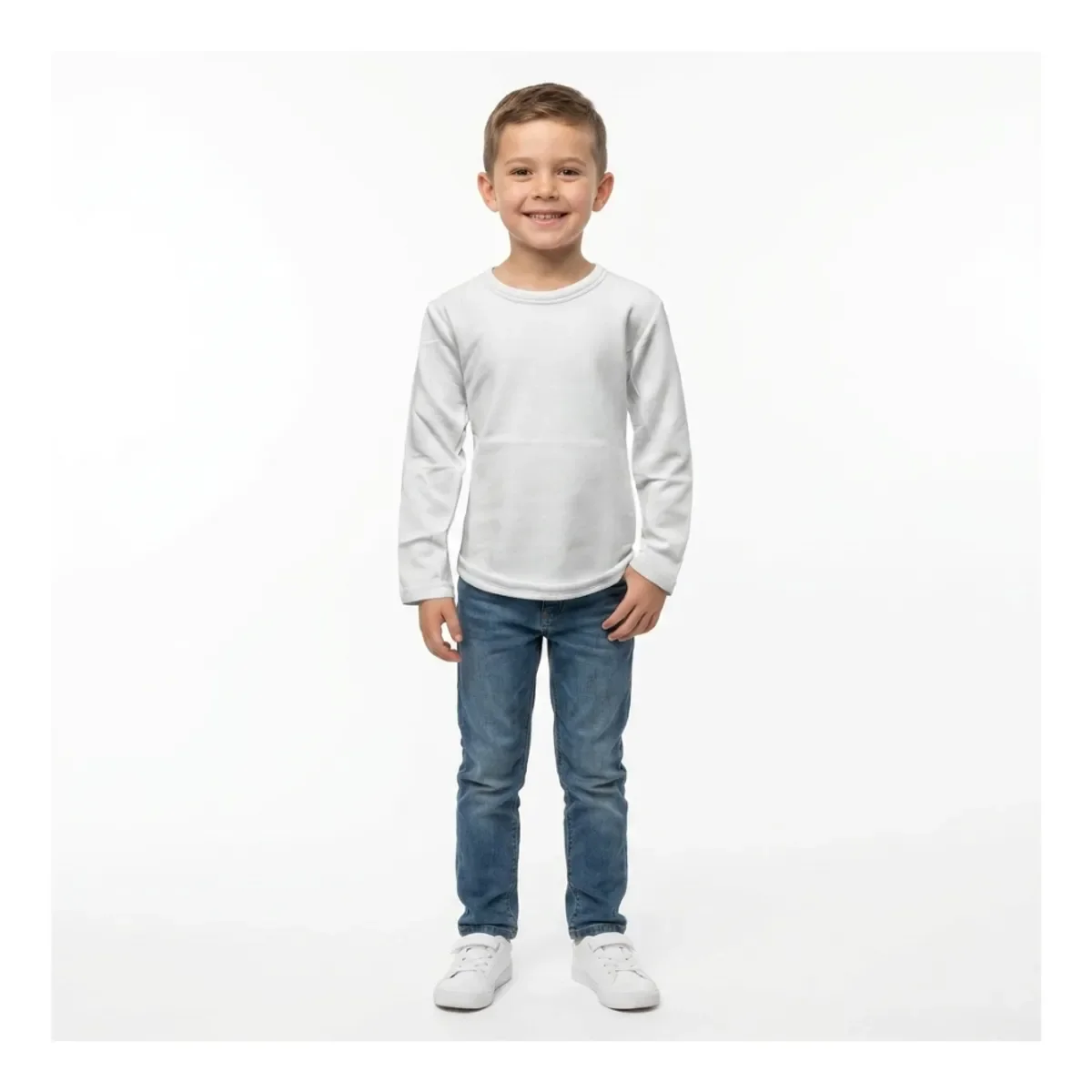 Genérico - Camiseta Manga Larga Primera Capa Niños Polar Cuello Redondo