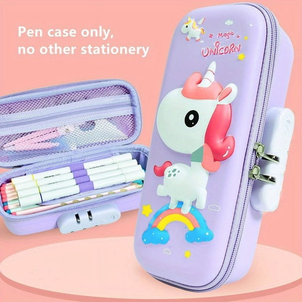 Cute 3D Cartoon Animal Pencil Case with Combination Lock - Perfect Gift for Students - Large Capacity EVA Plastic Pen Holder with Pen Insert