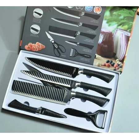 Set De 6 Cuchillos Juego Cuchillos Cocina Tijera Pelador Pro