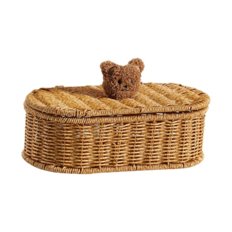 Bothyi - Cesta De Almacenamiento De Ratán Sintético Para Cocina, Mesa De Café, Baño, 28 Cm X 14 Cm X 9 Cm