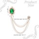 thumbnail image 2 of Uxcell Broches de Cadena Colgante con Gemas, Broches de Gemas para Trajes de Hombre, Tono Dorado Verde, 2 of 7