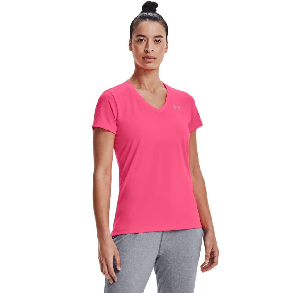 Camiseta Under Armour Mujer Tech Cuello En V Manga Corta Cerise Xs
