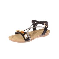 Sandalia Joyas Negro Vía Franca