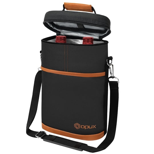 Bolsa Transportadora De Vino Opux De 2 Botellas, Aislada E Impermeable, Color Marrón
